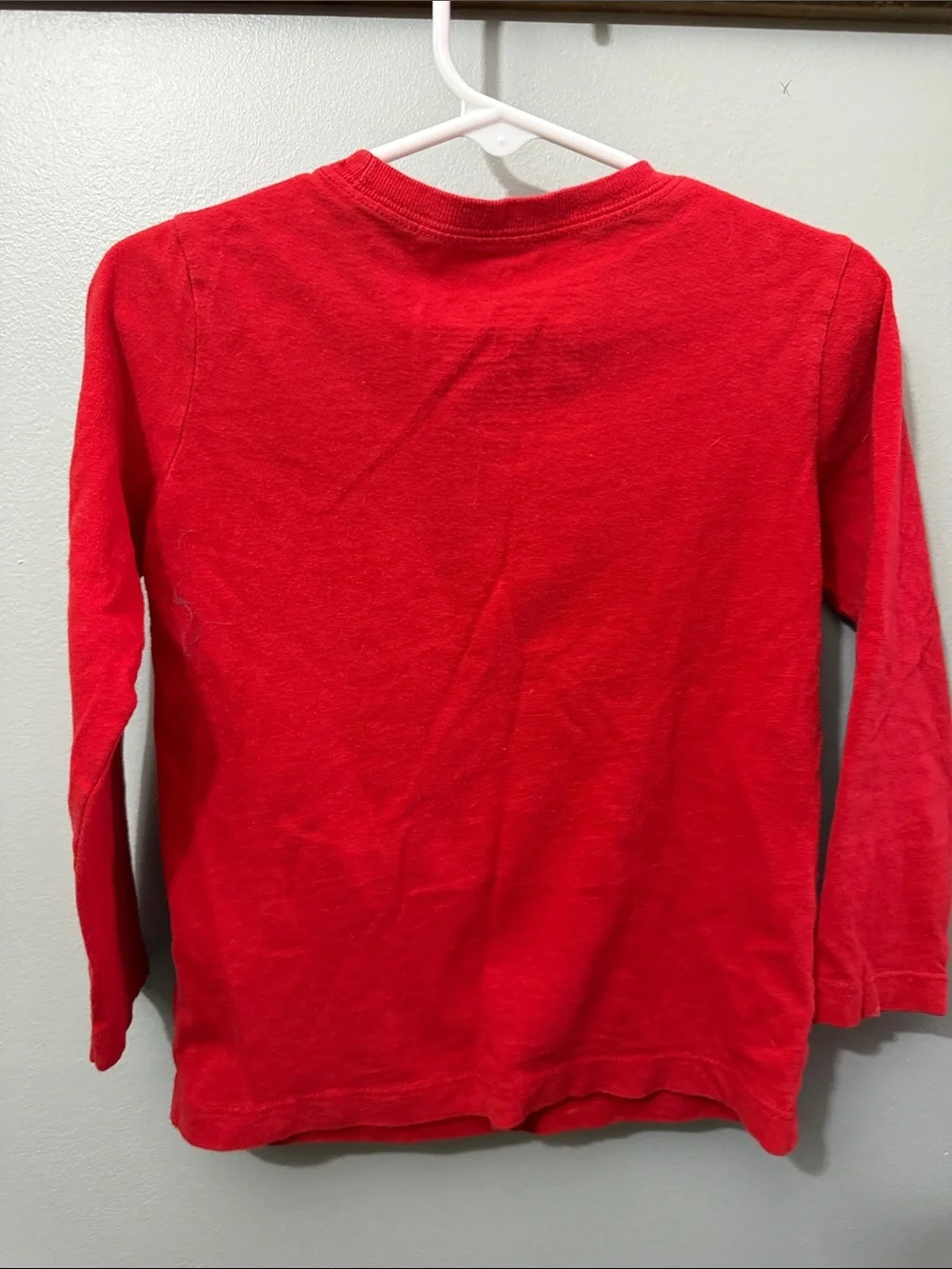 Carter's Red Long-Sleeve Tee with Teal Dino Wearing Santa Hat